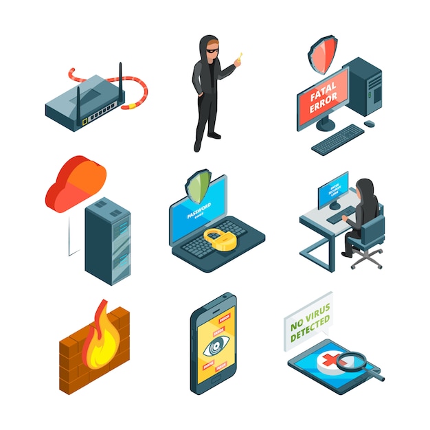 Icon set of internet security