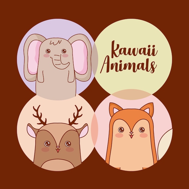 icon set of kawaii animals 