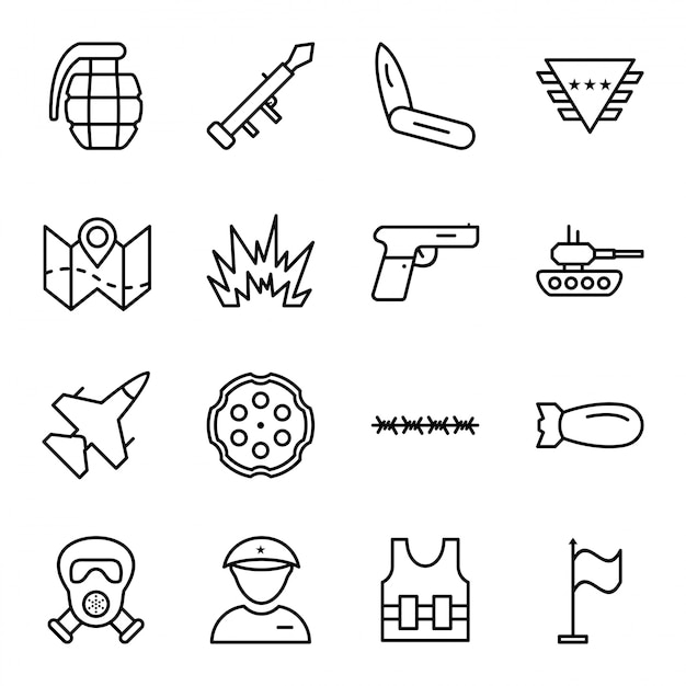 Icon set of military 