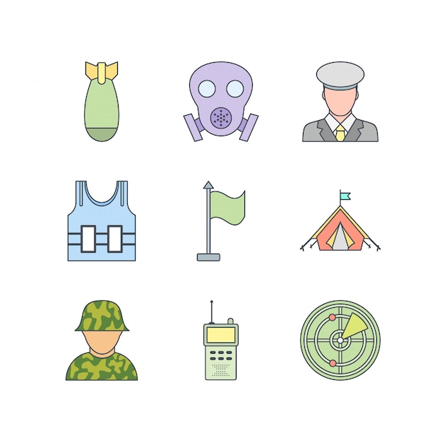 Icon Set Of Military 