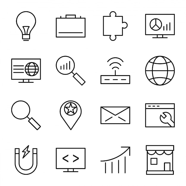 Icon set of search engine optimization 