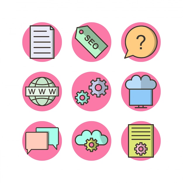 Icon Set Of Search Engine Optimization