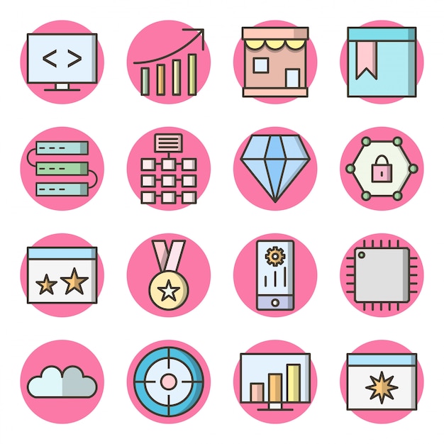 Icon Set Of Search Engine Optimization