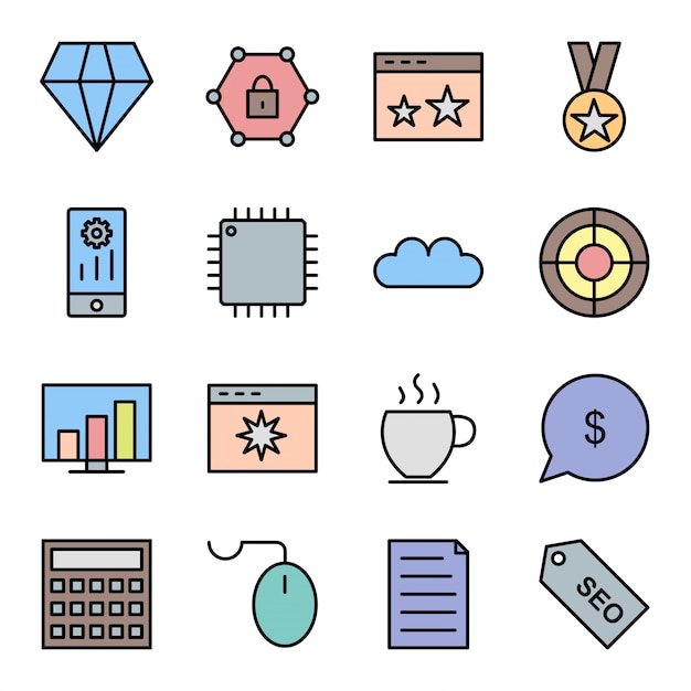 Icon Set Of Search Engine Optimization