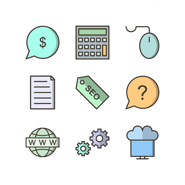 Icon Set Of Search Engine Optimization 