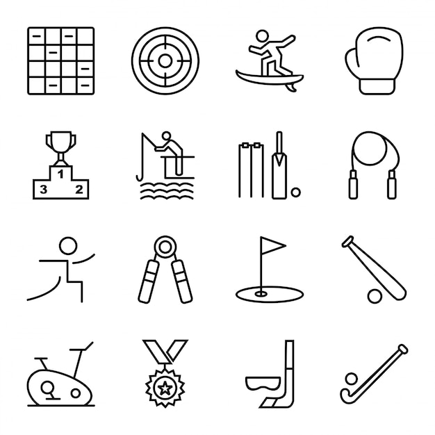 Icon set of sports and games