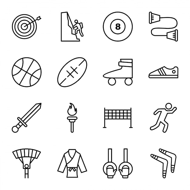 Icon set of sports and games