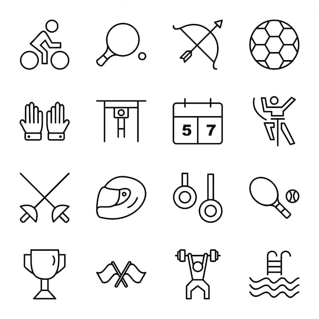 Icon set of sports and games 