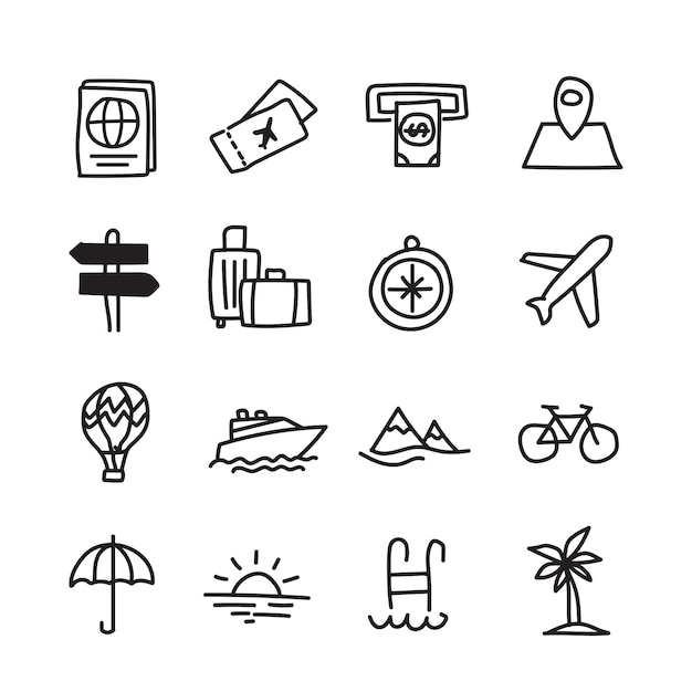 Icon set vector illustration tours and travel