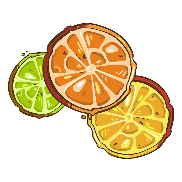 Icon symbol lemon orange fruit bright colorful