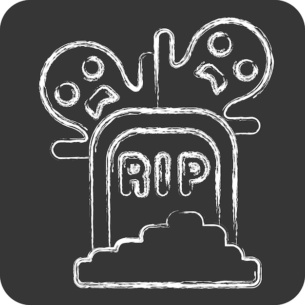 Icon Tomb related to Halloween symbol chalk Style simple design illustration