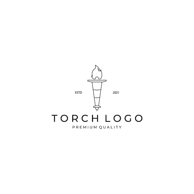 Icon Torch Logo Vector Illustration Design Line Art Linear Template