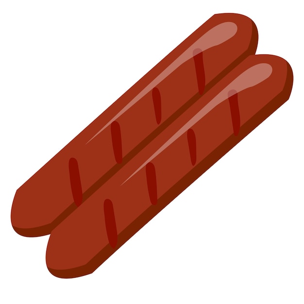 icon of two fried sausages ready to eat or as a separate ingredient vector