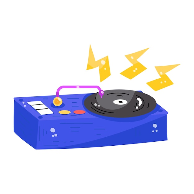 An icon of vinyl player flat sticker design