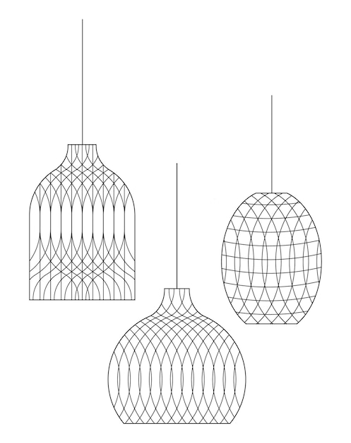 Icon of wicker lamps in boho style