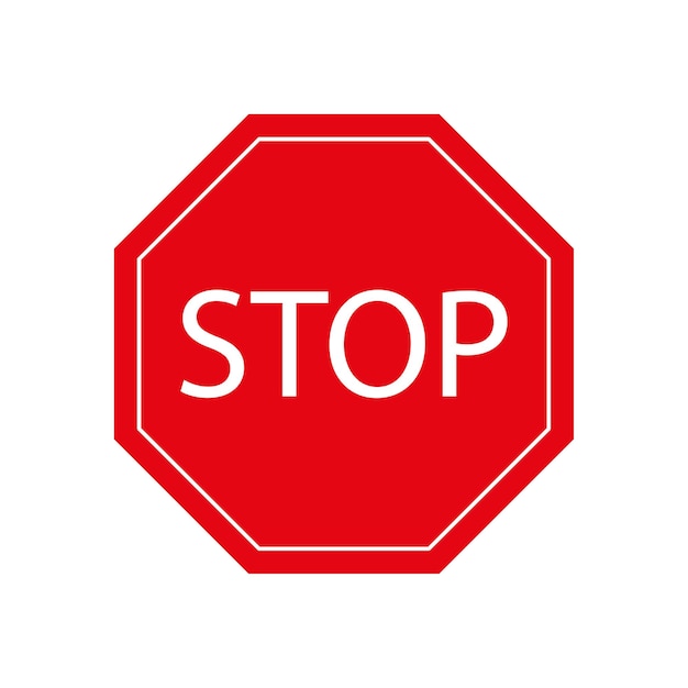 Icon with red stop sign. Vector illustration.