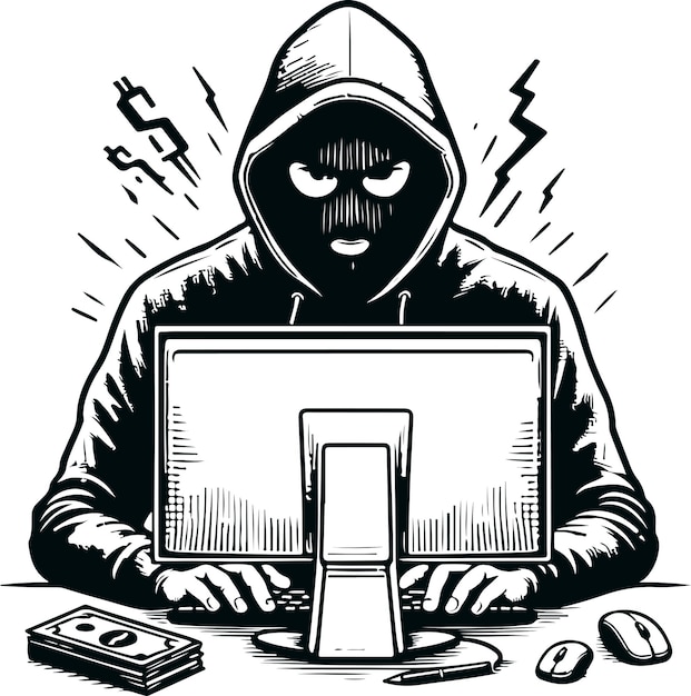 Iconic Computer Hacker Icon Vector Silhouette Template On Isolated White Background