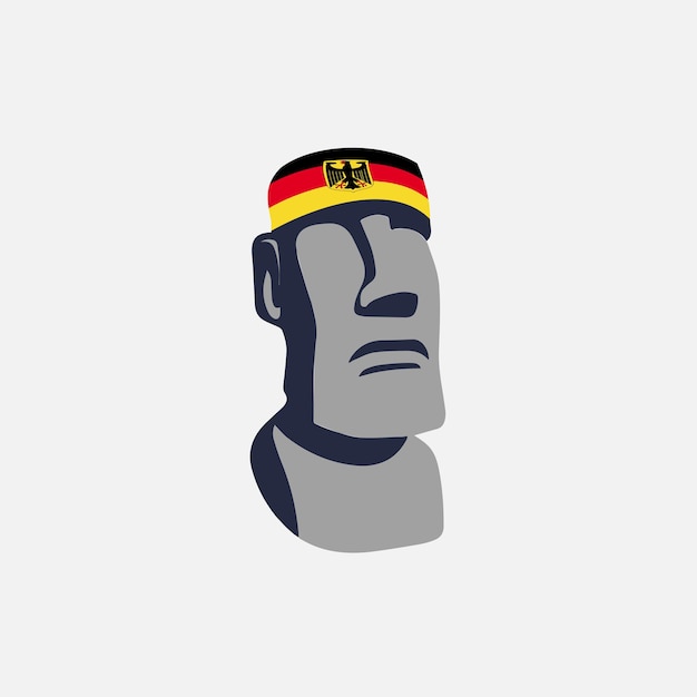 Vector iconic moai statue with german flag headband symbol of unity and patriotism