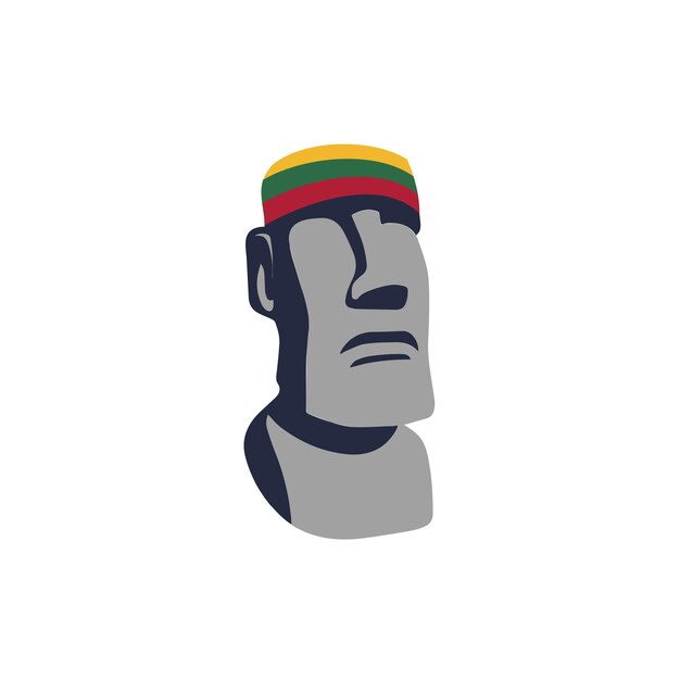 Vector iconic moai statue with lithuanian flag headband symbol of unity and patriotism