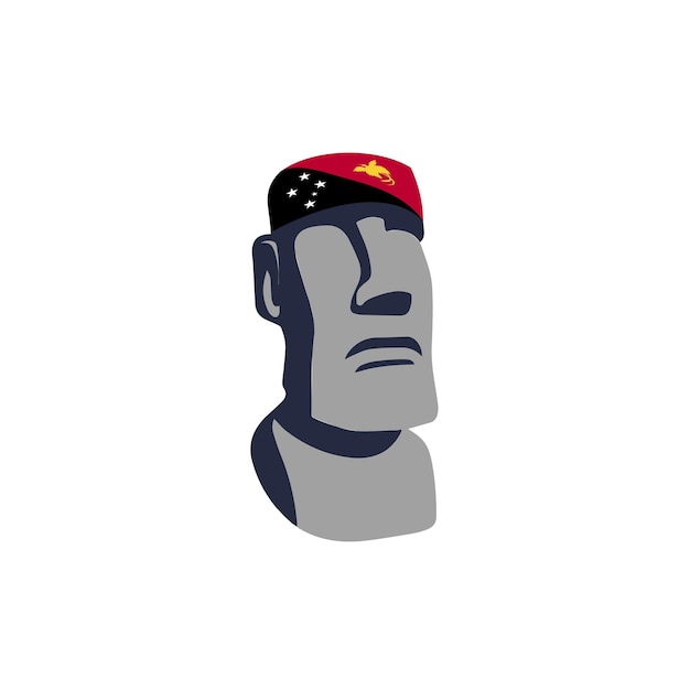 Vector iconic moai statue with papua new guinea flag headband symbol of unity and patriotism