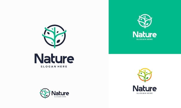 Iconic Nature Leaf Logo Design Template, Abstract green leaf logo icon vector design. Landscape design, garden, Plant, nature and ecology vector logo