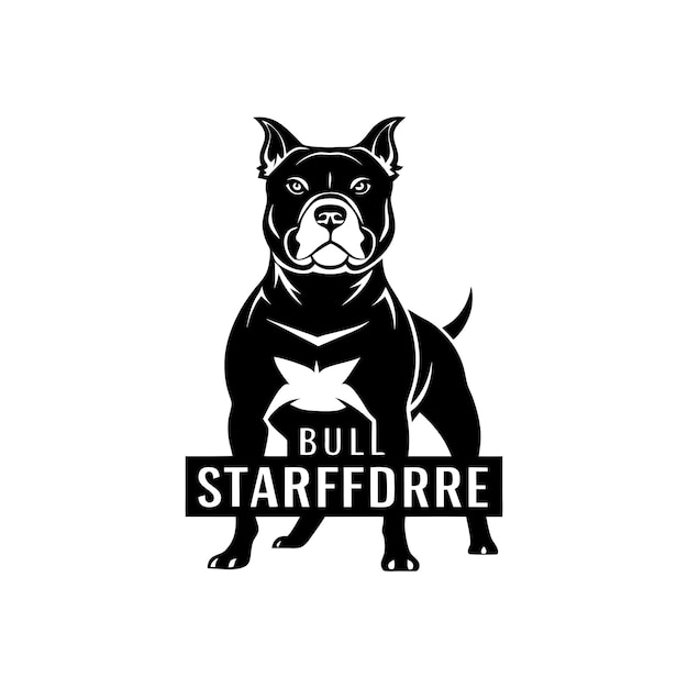 Iconic Staffordshire Bull Terrier Silhouette for Professional Dog Logos black and white