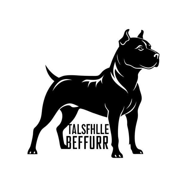 Vector iconic staffordshire bull terrier silhouette for professional dog logos black and white