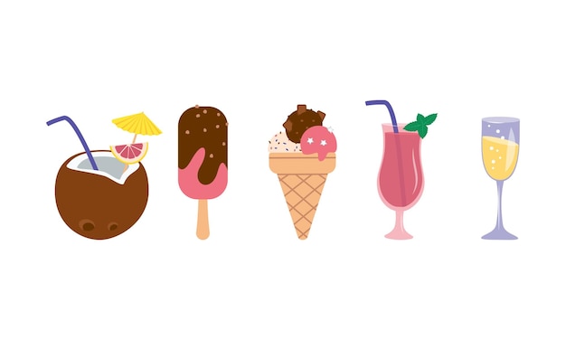 Icons of ice cream  and soft drinks