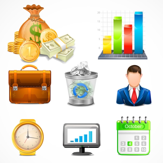 Icons Items of business vector illustration