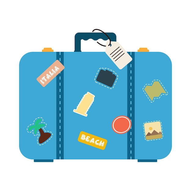 Icons luggage Flat style summer travel suitcase Suitcases and backpacks Vector illustration holiday