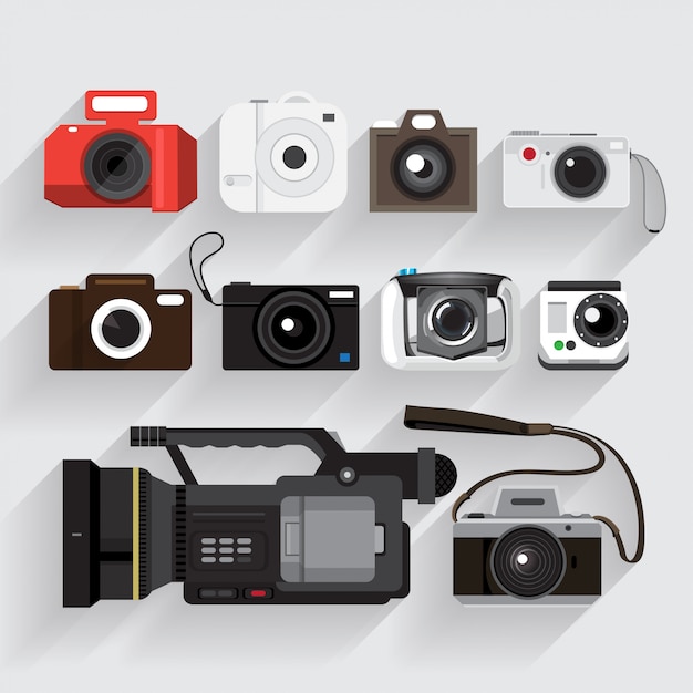 Icons set camera and video recorder   style.