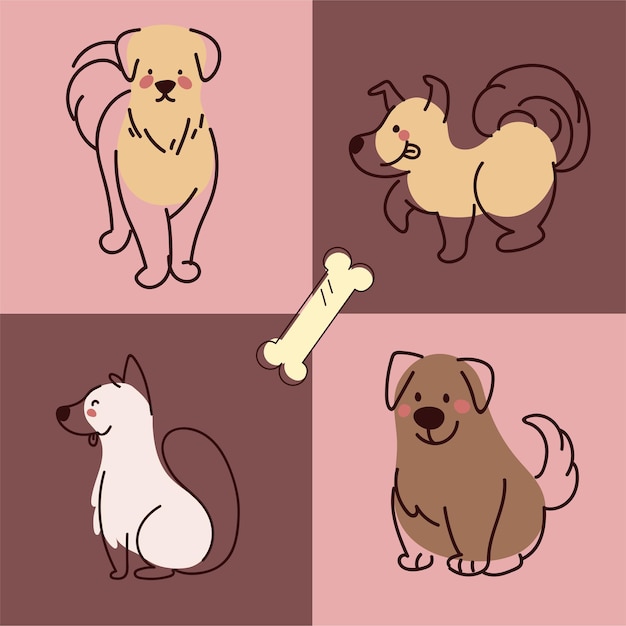 Icons set dogs