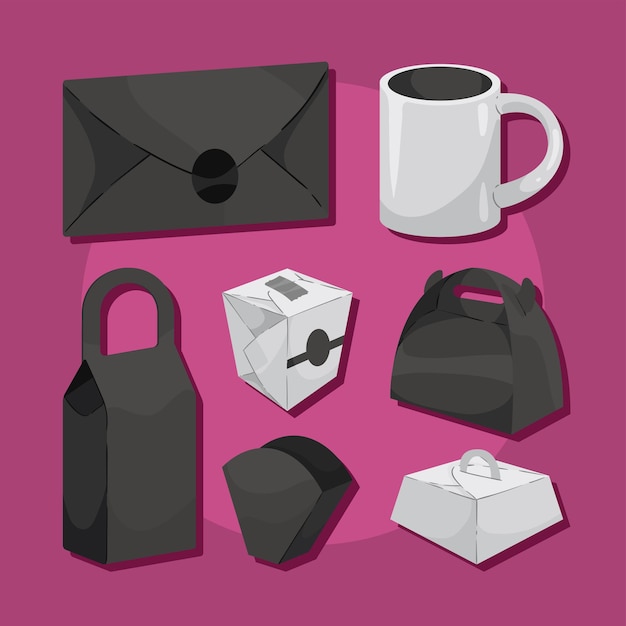 Icons set mockup packages