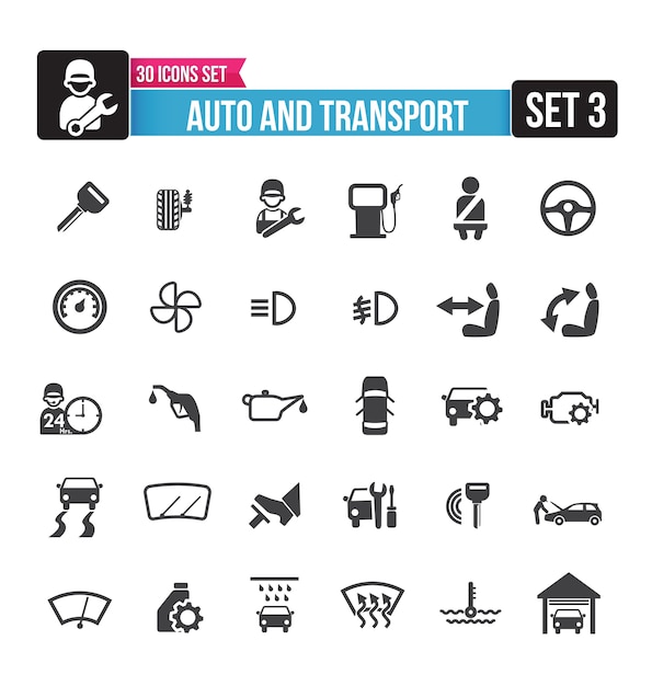 Icons set transport on the white background