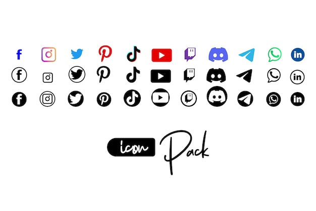 icons and social media logos collection for business cards and webs , icon pack, icons pack for free