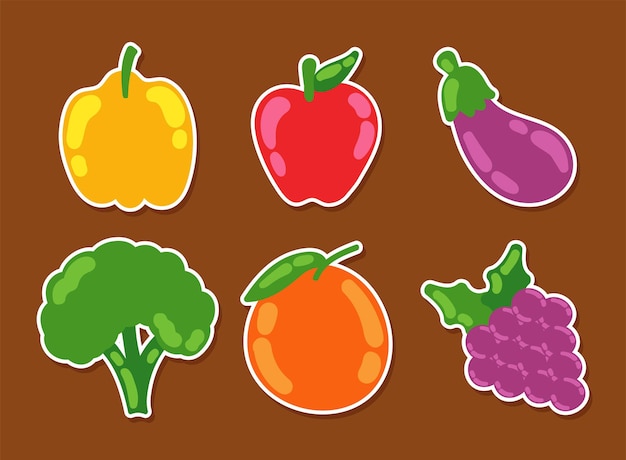 Icons sticker healthy food