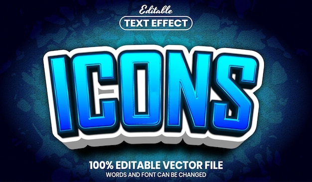 Icons text, editable text effect