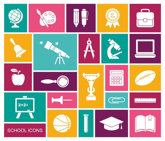 Icons on the theme of school and education