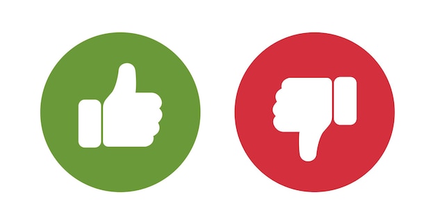 Icons thumb up and thumb down. Like and dislike icons collection.  Flat style - stock vector.