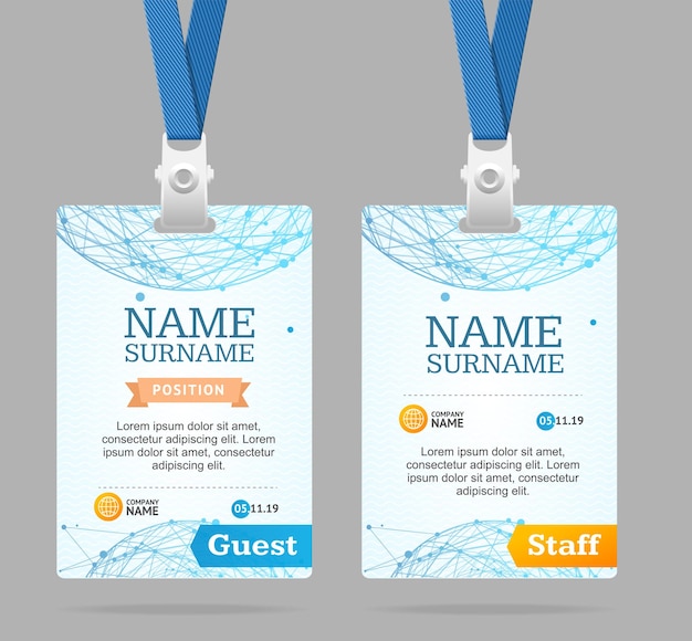 Id Card Template Plastic Badge Vector