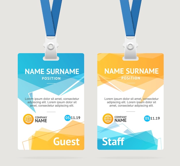 Id Card Template Plastic Badge Vector