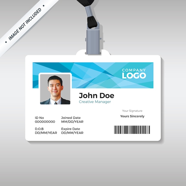 ID card template with abstract blue background