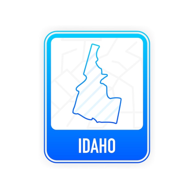 Idaho - U.S. state. Contour line in white color on blue sign. Map of The United States of America. Vector illustration.