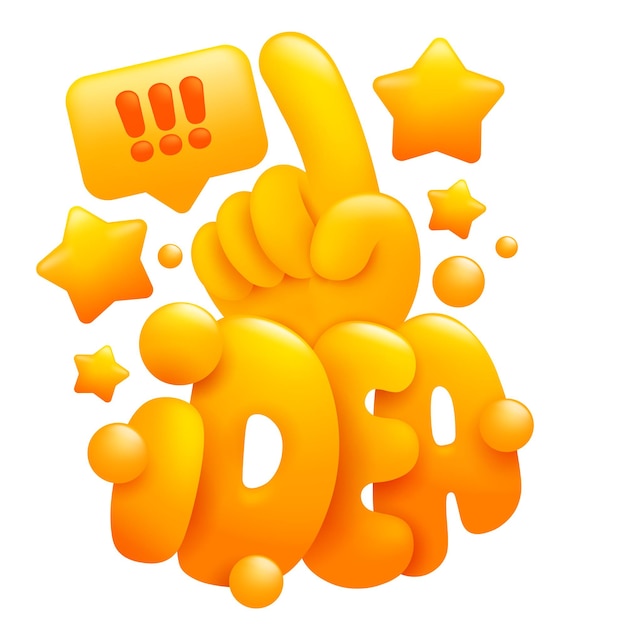 Idea concept sign. Emoji hand showing one finger. 3d cartoon style. 