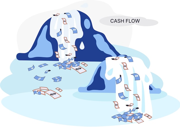 Idea of financial growth cash flow and business development Waterfalls with money dollar bills