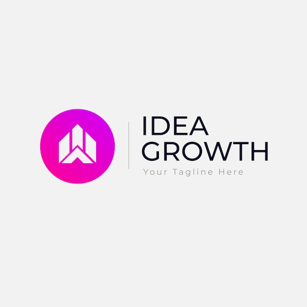 Vector idea growth logo design with upward going arrow sucess idea design template