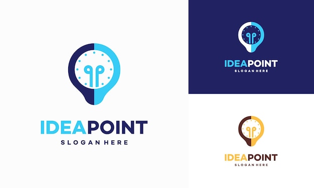 Idea point logo designs concept vector Lightbulb and Pointer logo symbol Education Center logo designs