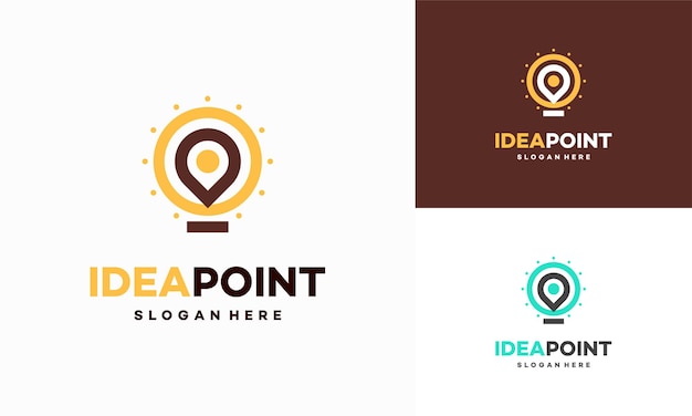 Idea point logo designs concept vector Lightbulb and Pointer logo symbol Education Center logo designs