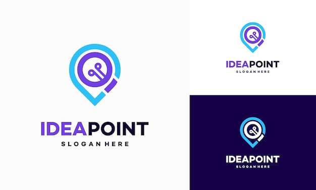 Idea point logo designs concept vector Lightbulb and Pointer logo symbol Education Center logo designs