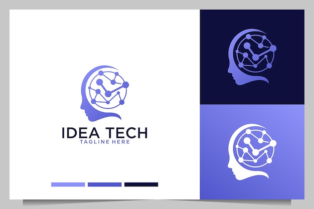 Idea technology with brain logo design